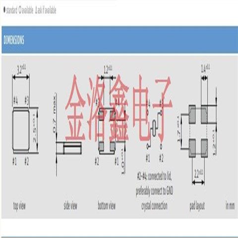 Q19.2-JXS32-12-10/20-T1-LF,Jauch無源晶振,3225石英晶振