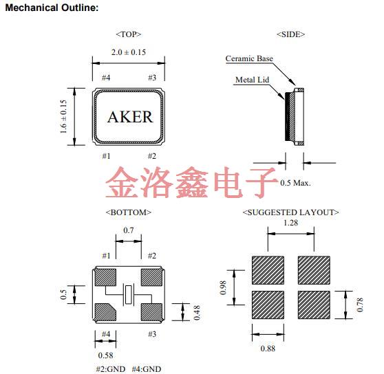 C3E-8.000-18-1020-X-R,微處理器晶振,AKER晶振,C3E數碼產品晶振